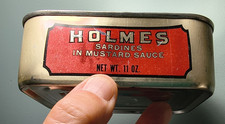 Vintage Holmes Sardines EASTPORT MAINE in Mustard Sauce Empty Tin 11 oz picture
