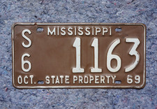 1969 MISSISSIPPI State Property License Plate # 1163 picture