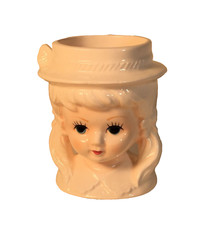 Vintage 1960's or early 70's  Ceramic Little Girl Small Head Vase  picture