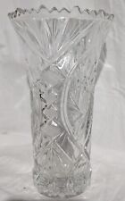 Vtg Clear Pressed Crystal Glass Heavy Vase Pinwheel  picture
