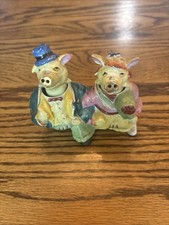 Vintage Salt & Pepper Shakers Mr & Mrs Pig Nodder / Bobbing Head Country Wedding picture