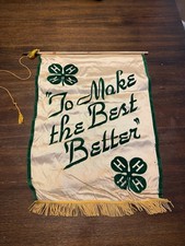 Vintage 4-H Banner Wall Hanging Satin Pennant 4H Club Community picture