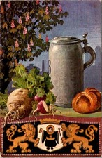 1913 Munich Hofbrauhaus Beer Stein Postcard Franz Josef Huber Künstlerpostkarte picture
