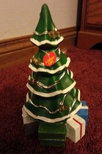 Vintage Light Up Christmas Tree 8.5” Green With Presents Underneath Multicolor picture