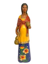 Beautiful Vintage Folk Art  Pregnant Woman with Child  Terracotta Statue 15”Tall picture
