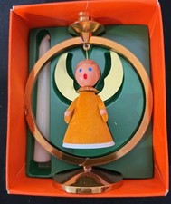 Vintage W. Germany Christmas Angel Candle Holder Gold Ring Original Box 9553 GD picture