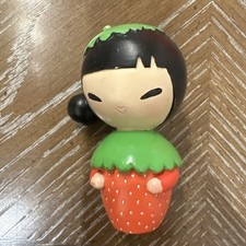 Momiji Strawberry Girl Hand Painted Resin Kokeshi Message Doll Figurine picture