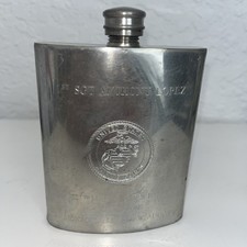 VTG Sheffield Mint England Hip Flask Funnel 6oz US Marine Corps Personalized picture