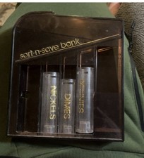Vintage Sort-N-Save Bank Coin Sorter - Brown Plastic Retro (Missing Quarters) picture
