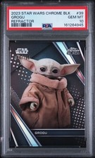 2023 TOPPS STAR WARS CHROME BLACK GROGU REFRACTOR /199 #39 PSA 10 picture