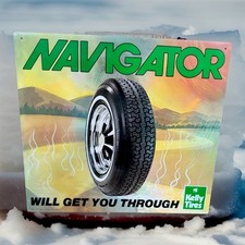 KELLY NAVIGATROR TIRES VTG VARI VUE 2 SIDES LENTICULAR DEALERSHIP SIGN MINT NOS picture