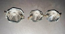 3 Antique Faceted OctagonClear Crystal Chandelier Prism Drops w/ Metal Links picture