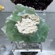 8.4LB Rare Natural Green Fluorite Mineral Specimens Crystal Quartz + Stand AAAA+ picture