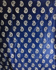ASCHER STUDIO 1988 WHITE PAISLEY BLUE POLISHED COTTON #789 3 2/3 YDSx44” RETIRED picture