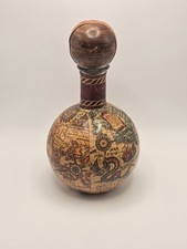 Vintage Fausto Colmbri Florence Italy Leather Decanter Bottle Old World Map Wood picture