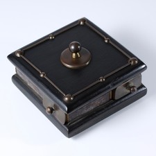 Antique 4-Way Table Match Holder Ebonized Wood Brass 4 Drawer Tobacconalia picture