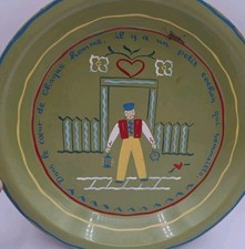 Alexander Of California Charles Monselet Inspired French Folk Art Pie Pan 1940s  picture