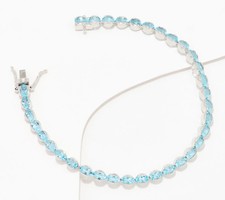 Affinity Gems Sterling Silver Oval Cut Blue Topaz Tennis Bracelet 7-1/4