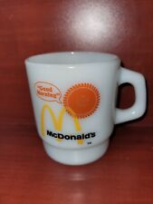 Vintage McDonalds Fire King Milk Glass Coffee Mug Good Morning Anchor Hocking picture