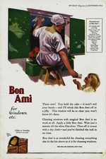 1923 Bon Ami Vintage Print Ad Housewife Cleaning Windows Mother And Child picture