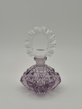1920s Czech Amethyst Cut Crystal Perfume Bottle ✨ Selenium UV Glow picture