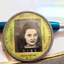 Delco General Motors Division Rochester NY Photo Pinback Button picture