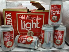 Vintage 80s Old Milwaukee Light Beer Cans 12 Pack Carboard Holder  picture