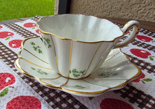 Royal Tara Ireland Shamrock Clover Fine Bone China Teacup & Saucer gold trim picture