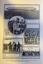 1910 Vintage Magazine Illustration Count Zeppelin Airship & Its Flight picture