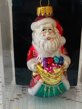 vintage hand blown glass santa ornament in original box picture