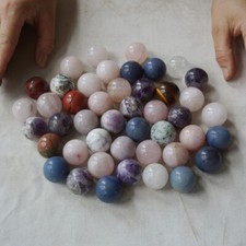 45Pcs Natural Quartz Crystal Jasper Sphere Ball Diverse Rock Tumble Healing 25mm picture