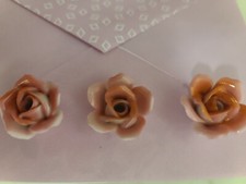 3 NEW OLD glossy PINK Roses Capodimonte Porcelain Lamp Chandelier Flowers.Japan picture