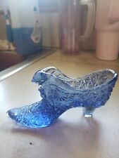 Vintage Fenton blue daisy & button glass cat head shoe slipper picture