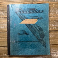 Vintage Streamline Notebook Handwritten Recipe Journal Art Deco Train Blue picture