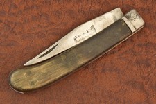 VINTAGE MARIN SMOOTH OX HORN JUMBO SADDLEHORN KNIFE (25055) picture
