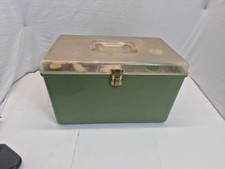 Vintage Wil-Hold Wilson Mfg. USA Avocado Green Sewing Box W/2 Trays & Supplies picture