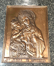Vintage Albert Gilles Ste Anne de Beaupre Solid Copper Repousse Wall Plaque... picture