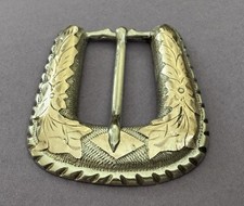 Vintage Old Western Unbranded Heavy Sterling Silver Gold Ranger MEX Belt Buckle picture
