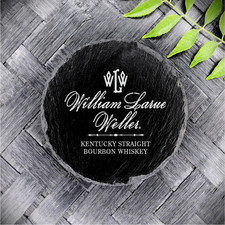 Brand New Handcrafted Laser Engraved William Larue Weller Round Slate Coaster picture