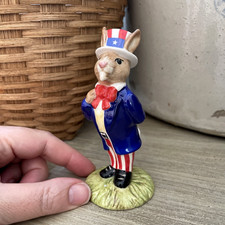 VTG Royal Doulton Bunnykins Uncle Sam DB50 Porcelain Figurine 1985 Patriotic picture