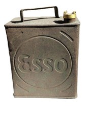 Rare 1935 Esso Early Round Logo Pre WWII Petrol Jerry Can + Original Brass Cap picture