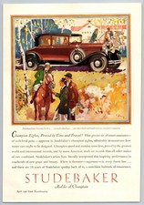 Vintage 1930, Studebaker, Horse Riding, Automobile, Car, 30's Print Ad picture