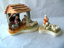 Vtg Sebastian Miniature Nativity Scene & Shepherd w/ Lambs  2 PIECES  1961 picture