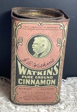ANTIQUE WATKINS PURE GROUND CINNAMON TIN 1/2# SIZE J.R. WATKINS CO WINONA MINN  picture