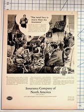 Vintage 1940s-50s Insurance Co. North America Magazine Ad Fire Loss Ephemera picture