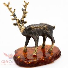 Solid Brass Amber Figurine of the Deer Elk Moose IronWork picture