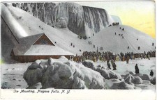 Vintage New York Linen Postcard Niagara Falls Ice Mounting picture