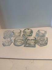 8 Vintage Glass Open Salt Cellars Mixed Cut/Pressed/Faceted Styles SEE PHOTOS picture