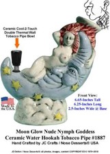 Classic Celestial Moon & Nude Fairy Nymph Ceramic Glass Tobacco Bong Water Pipe picture