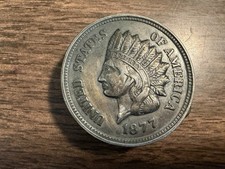 Vintage 1877 USA Indian Head Liberty Cent Penny Coin Belt Buckle RARE picture